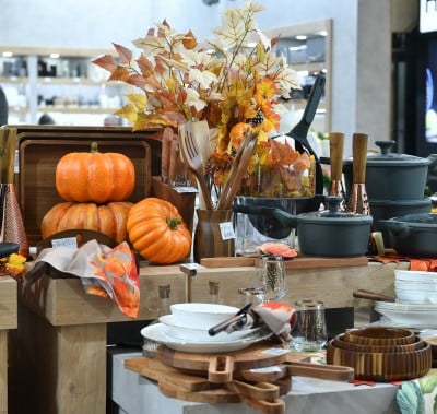 Fall inspired dining and tableware with pumpkin decoration